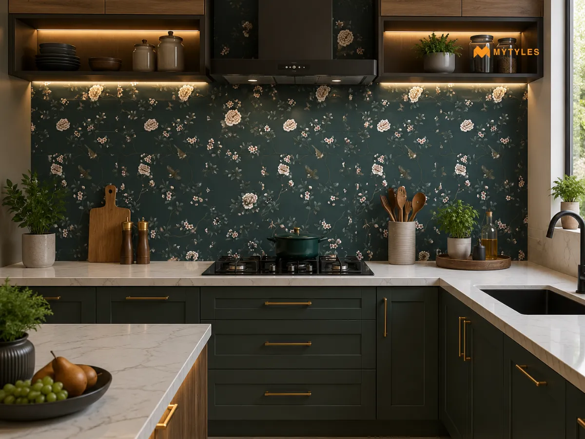 Vitrified Tile In Kitchen wall